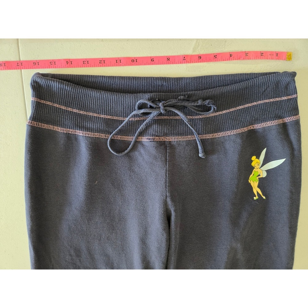 Y2K Disney Womens XL Sweatpants Love SPELLOUT Bootcut Pants Stitching 2000s - Picture 7 of 10